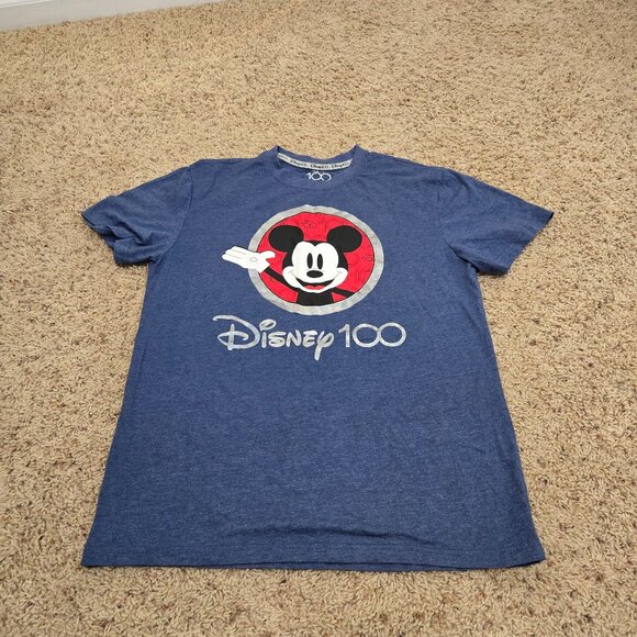 Disney 100 Years Of Wonder Blue T-shirt Short Sleeve Sz. Adult Medium - Picture 1 of 5